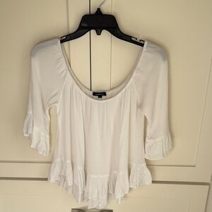 Ambiance White Ruffled Blouse